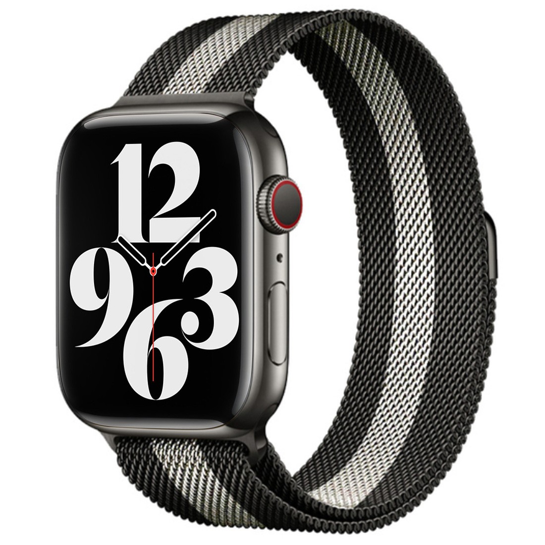 Apple Watch Milano Loop Gümüş Siyah